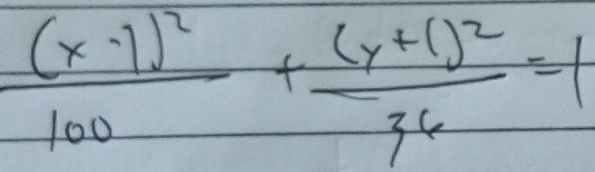 frac (x-1)^2100+frac (y+1)^236=1