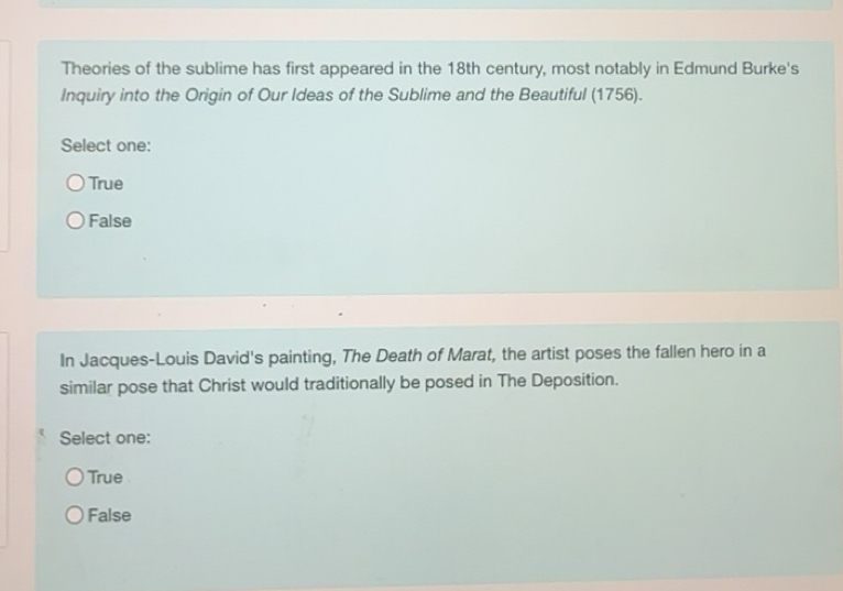 Solved: Theories of the sublime has first appeared in the 18th century ...