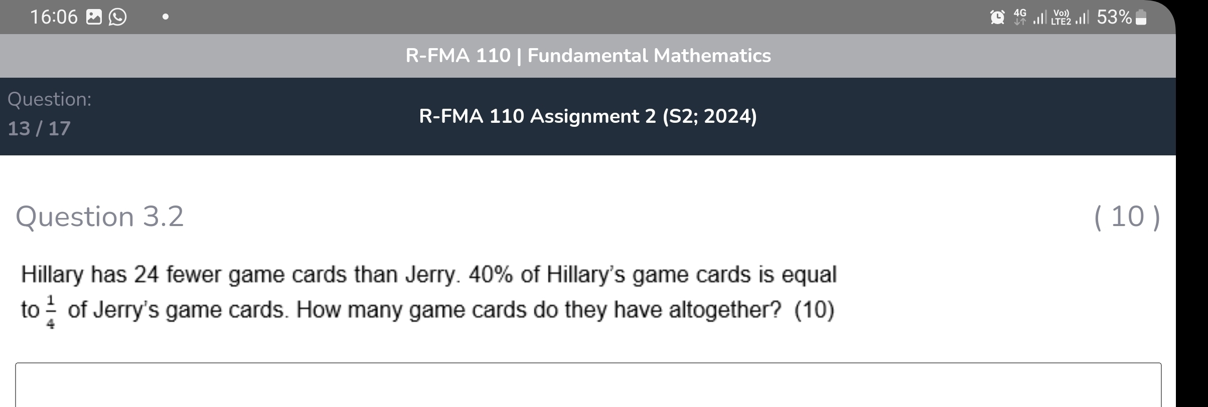 Solved: 16:06 R-FMA 110 | Fundamental Mathematics Question: 13 / 17 R ...