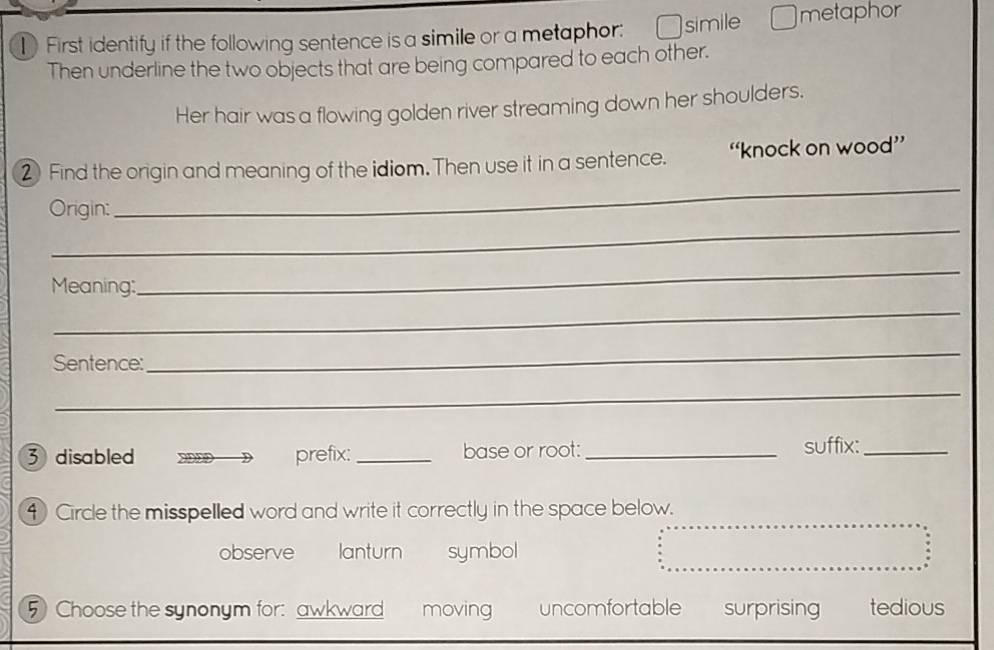 Solved: First identify if the following sentence is a simile or a ...
