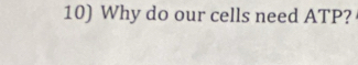 Why do our cells need ATP?