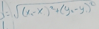 1=sqrt((x_1)-x)^2+(y_2-y_1)^2