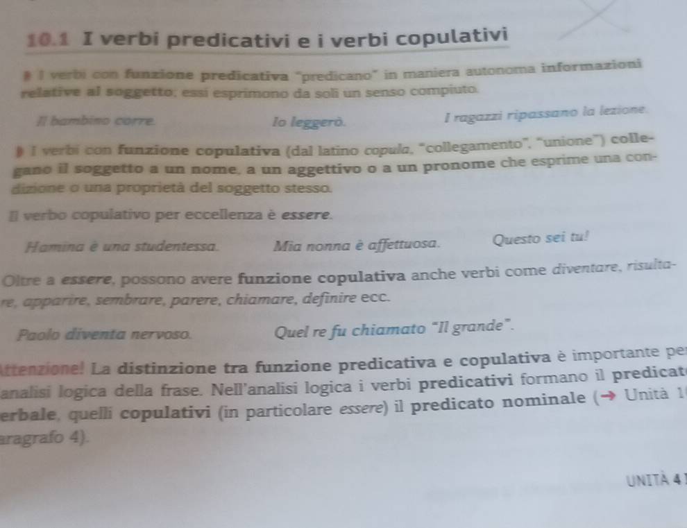 Risolto:10.1 I verbi predicativi e i verbi copulativi # I verbi con ...