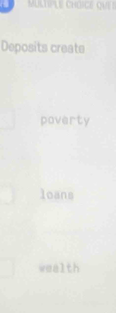 Deposits create
poverty
loans
wealth