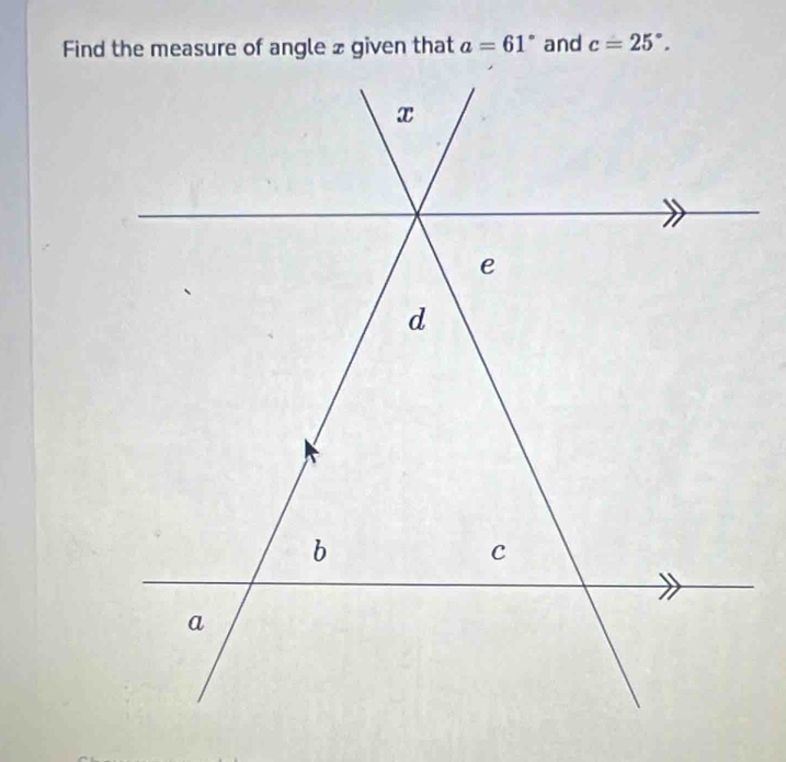 a=61° and c=25°.