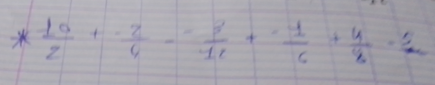  10/z + (-2)/4 - 3/11 + (-1)/6 + 4/8 - 5/2 