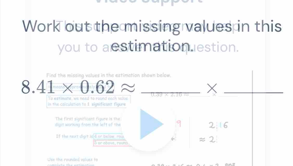 Solved: Work out the missing values in this you to acstimation estion ...