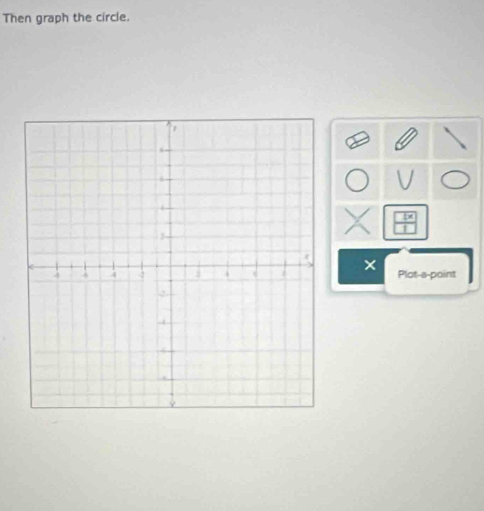 Then graph the circle. 
× 
Plot-a-point