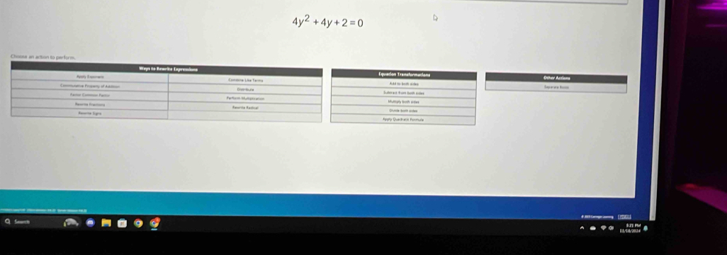 y^2+4y+2=0
Choos