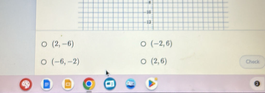 (2,-6)
(-2,6)
(2,6)
(-6,-2) Check