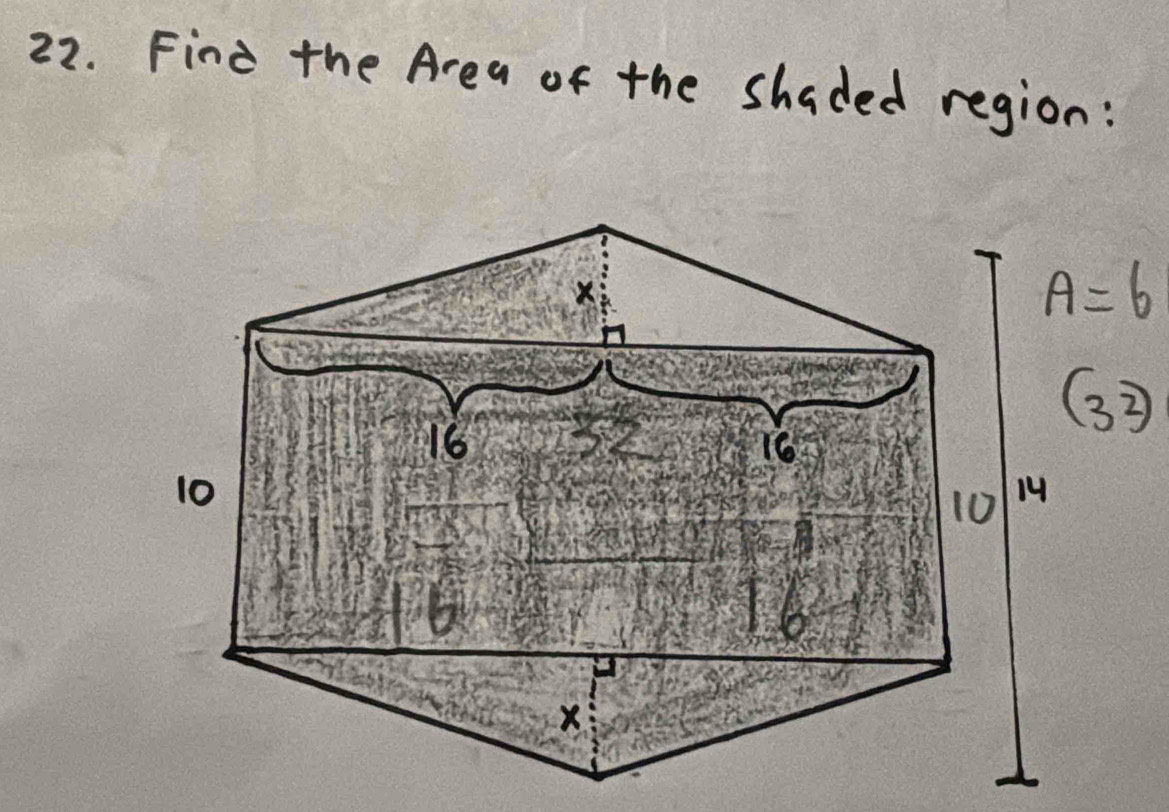 Find the Area of the shaded region:
A=6