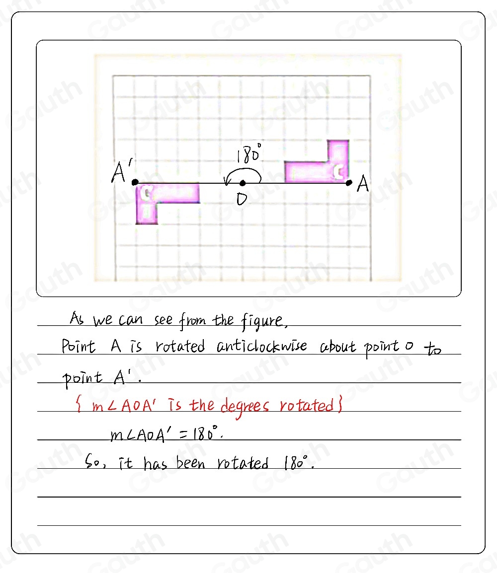 Solved: Shape C has been rotated anticlockwise about the marked point ...