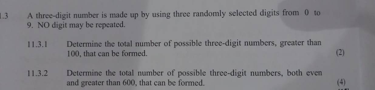 Solved: 1.3 A three-digit number is made up by using three randomly ...
