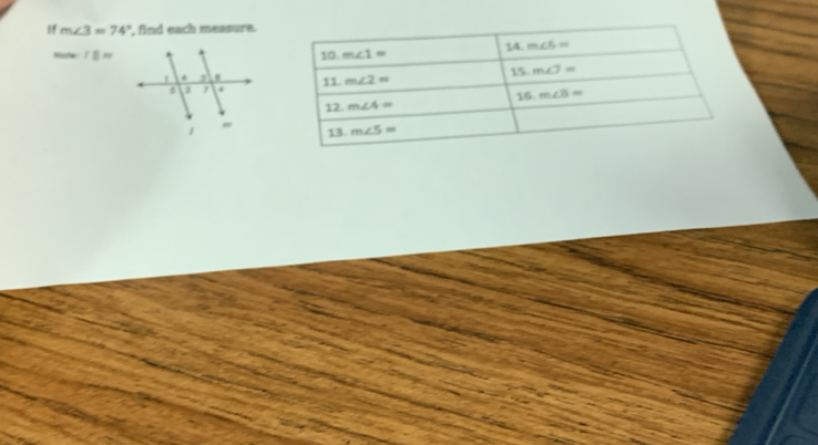 If m∠ 3=74° , find each measure.
Note: IE=