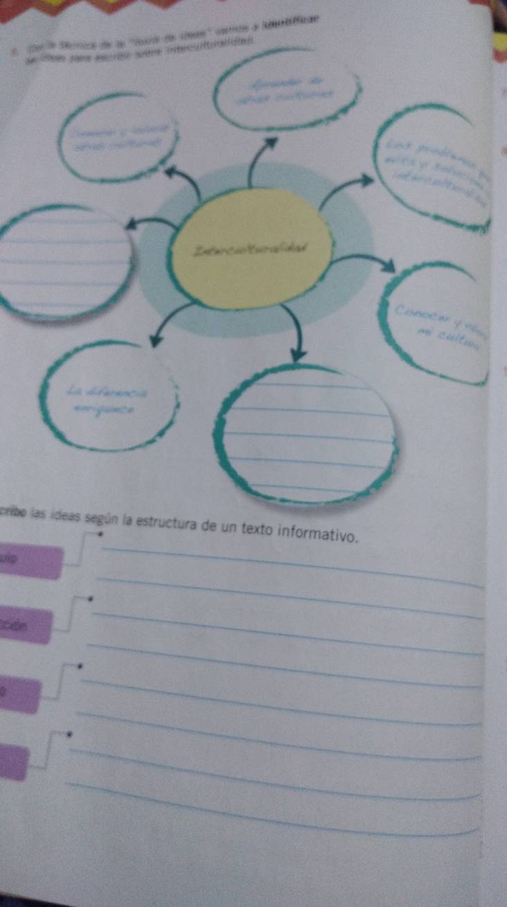 'or de décrcos de le 'toade de sinae'' co a latfficae 
cribo las ideas según la estructura de un texto informativo. 
ulo 
_ 
_ 
_ 
_ 
cón 
2 
_ 
_ 
_ 
_