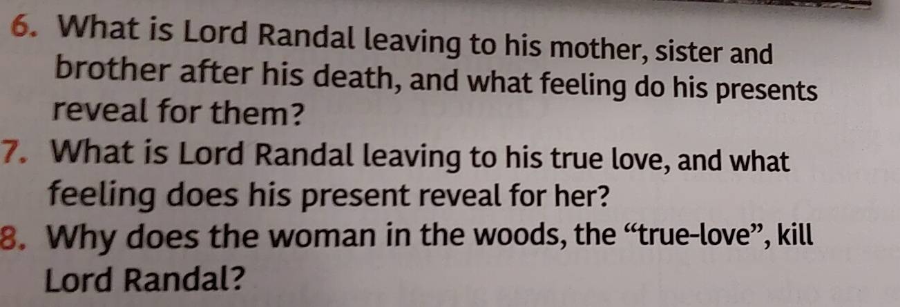 Risolto:What is Lord Randal leaving to his mother, sister and brother ...