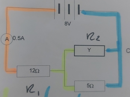 8V
A 0.5A
Y
C
12Ω
5Ω