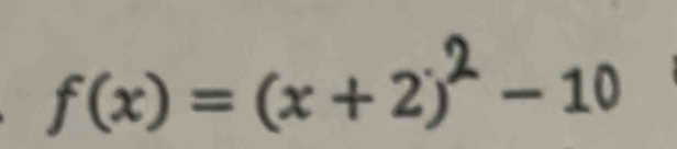 f(x) = (x + 2)² - 10