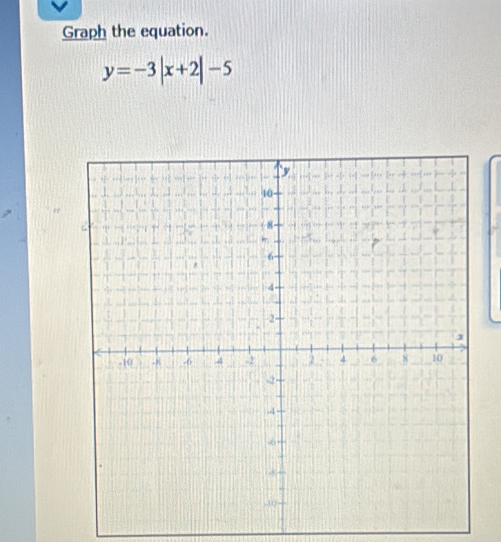 Graph the equation.
y=-3|x+2|-5