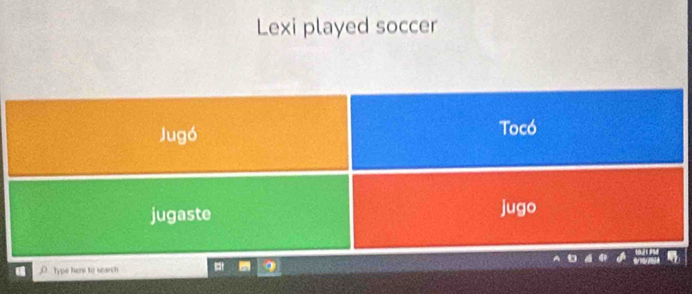 Lexi played soccer 
Type here to search