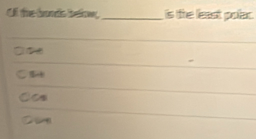 Of the bonds below,_ is the least polac.
○
Cca
Can
