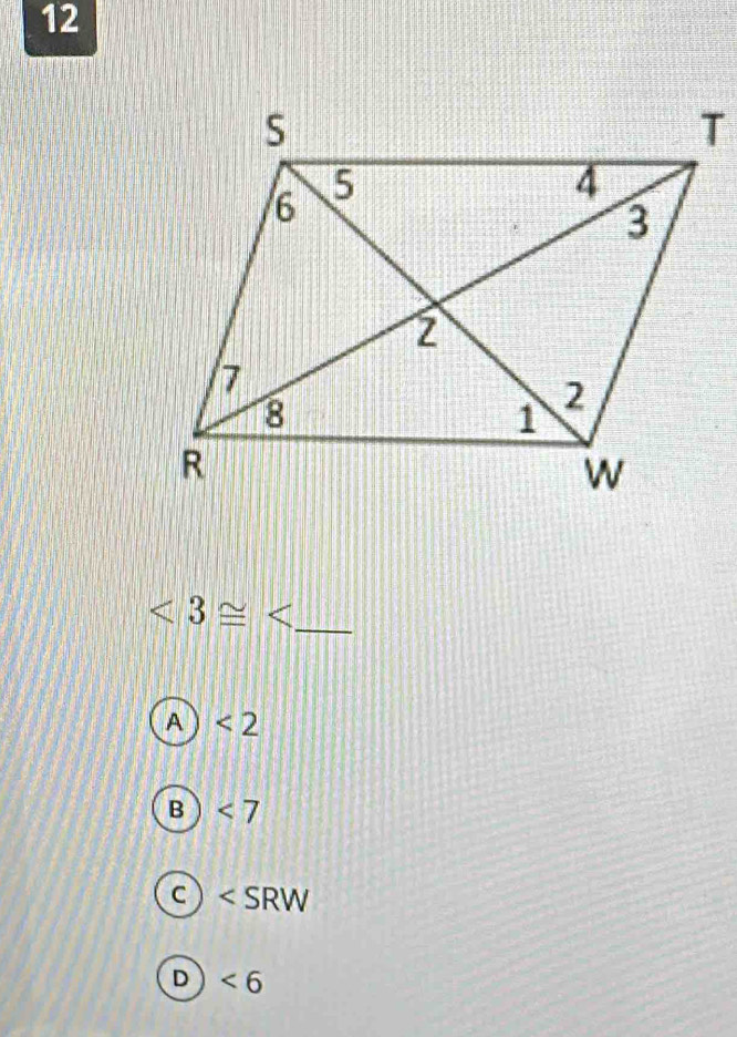 12
<3≌ _
A <2</tex>
B <7</tex>
a
D <6</tex>