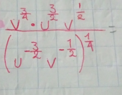 frac · y^(frac 3)2· y^(frac 1)2y^(frac 1)2(y^(-frac 3)2y^(-frac 1)2)^ 1/4 =