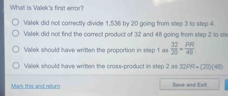What is Valek's first error? Valek did not correctly divide 1,536 by 20 ...