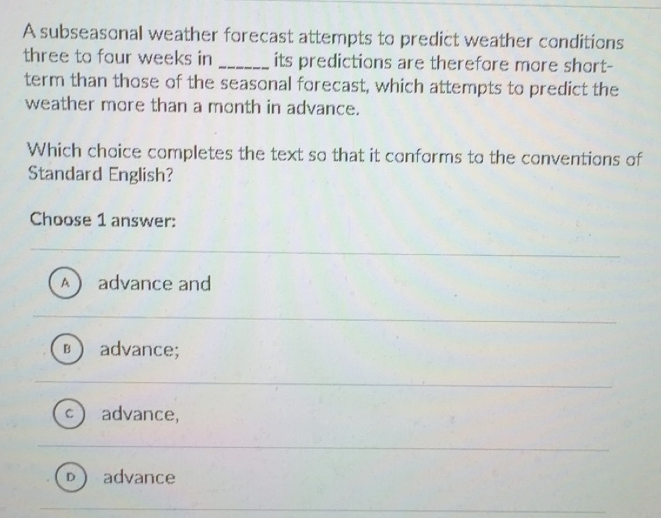 Solved: A subseasonal weather forecast attempts to predict weather ...