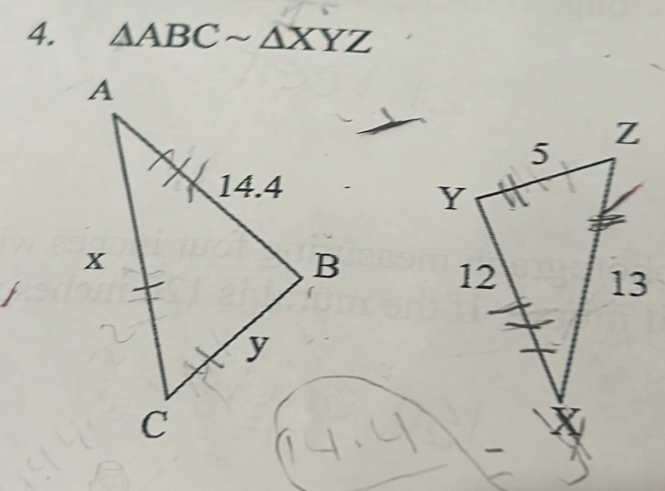 △ ABCsim △ XYZ