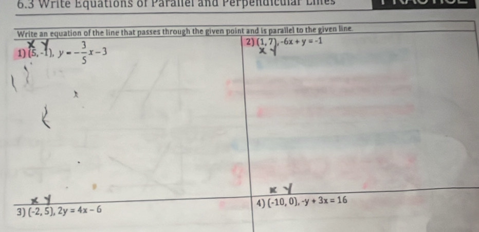 6.3 Write Equations of Paraliel and Perpendicular Eies