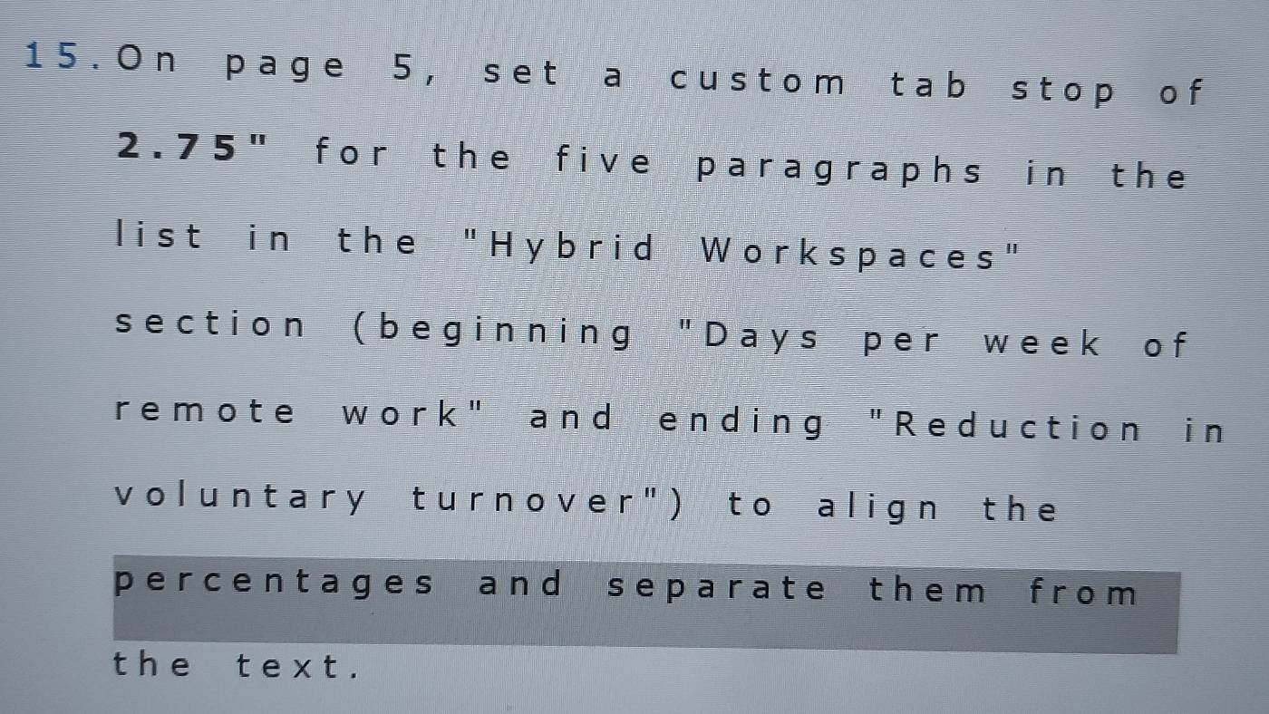 Solved: On page 5, set a custom tab stop of 2.75