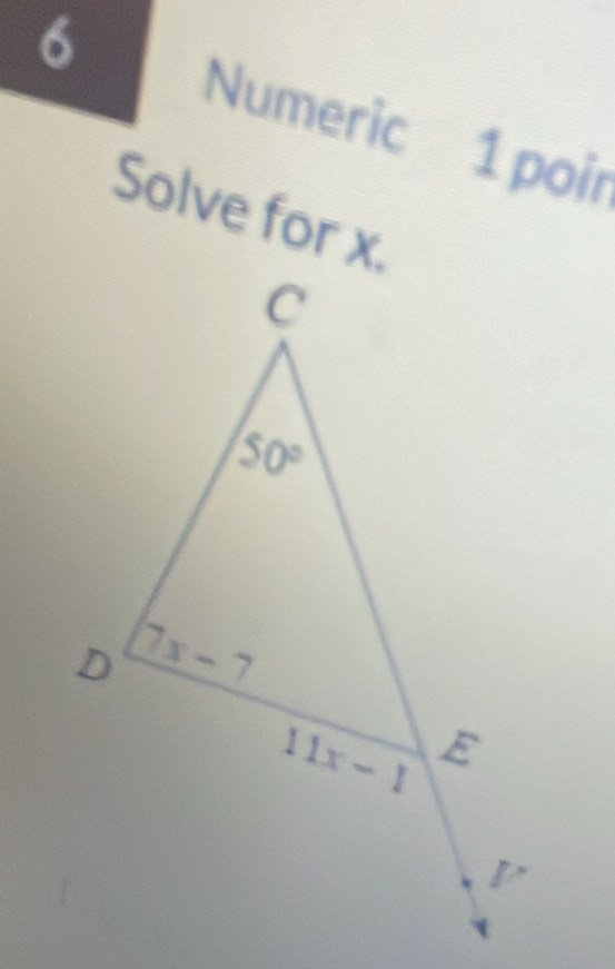 Numeric 1 poir
Solve for x,