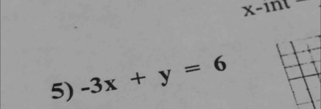 X-int-
5) -3x+y=6