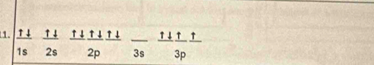 frac 14frac 11 _  ↑↓↑↓↑↓ _↑ ↓ ↑ t 
+ 
6 2p 3s 3p