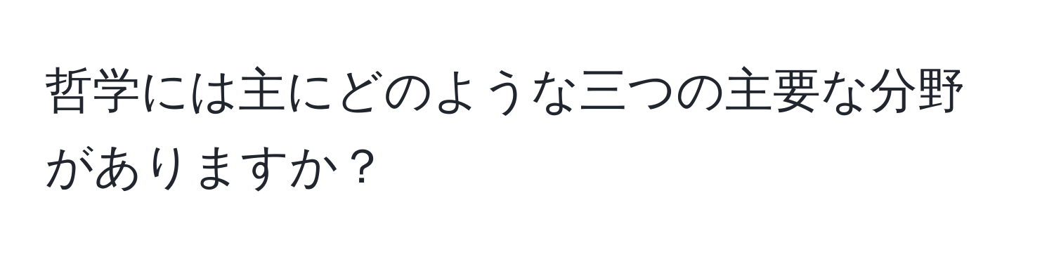 哲学には主にどのような三つの主要な分野がありますか？