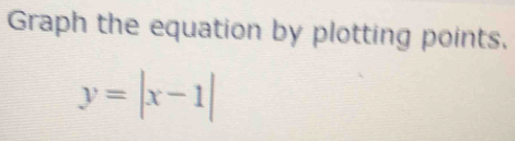 Graph the equation by plotting points.
y=|x-1|