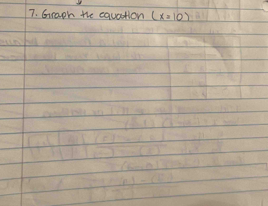 Graph the cquation (x=10)