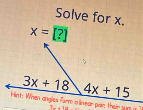 Solve for x.
x=[?]
3x+10