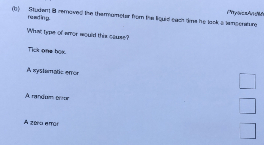 Solved: PhysicsAndM (b) Student B removed the thermometer from the ...