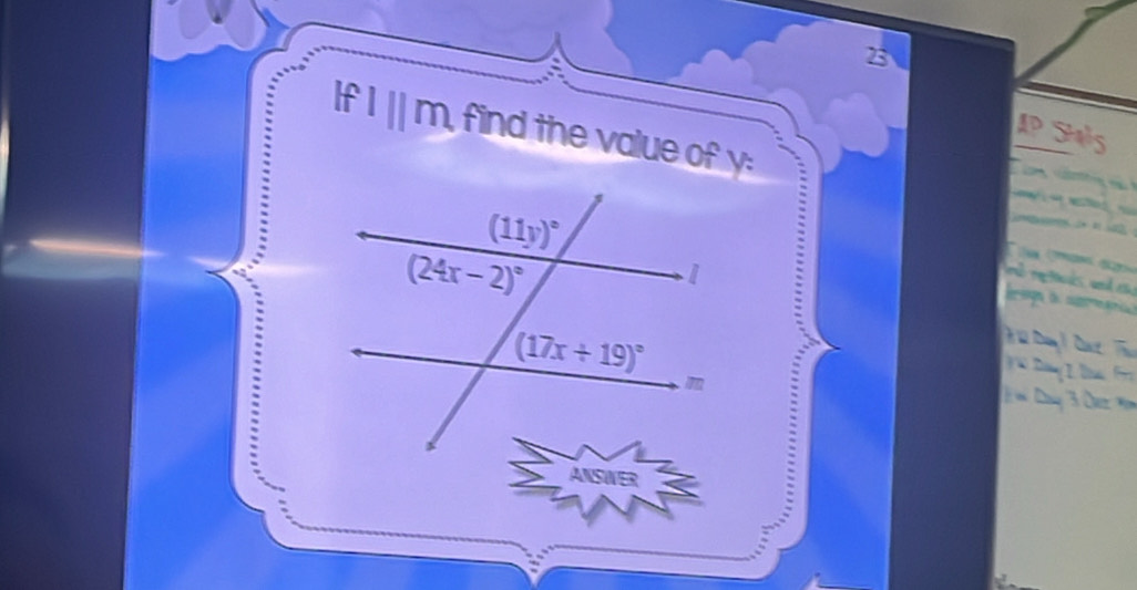 If I |/ m, find the value of y: