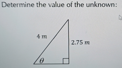 Determine the value of the unknown: