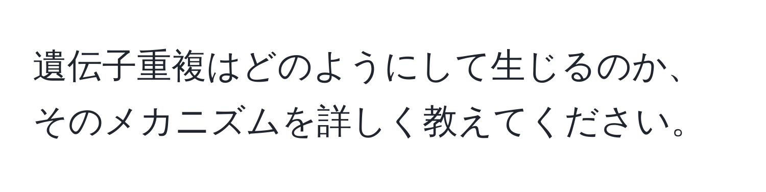 遺伝子重複はどのようにして生じるのか、そのメカニズムを詳しく教えてください。