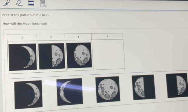 Predict the pattern of the Moon. 
How will the Moon look next?