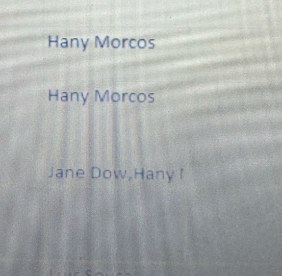 Hany Morcos
Hany Morcos
Jane Dow,Hany I