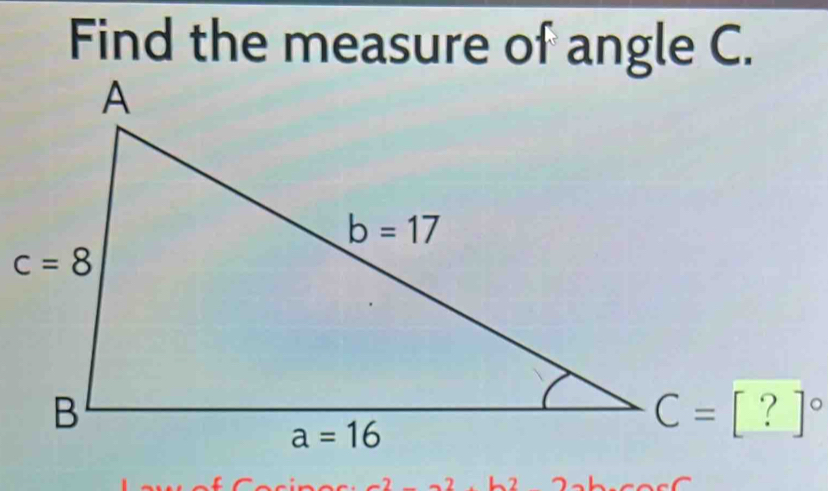 Find the measure of angle C.
_ 