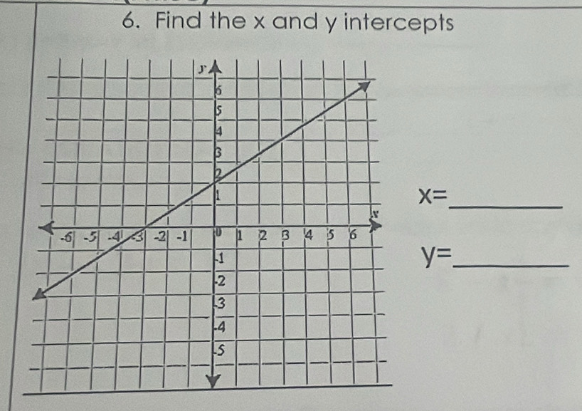 Find the x and y intercepts 
_
x=
_ y=