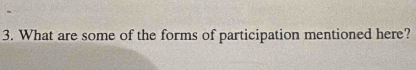 What are some of the forms of participation mentioned here?