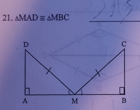 △ MAD≌ △ MBC _