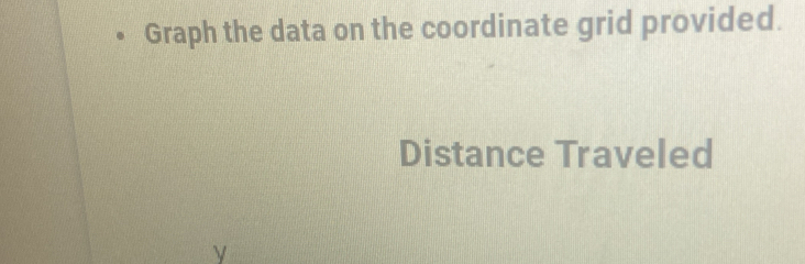 Graph the data on the coordinate grid provided. 
Distance Traveled 
